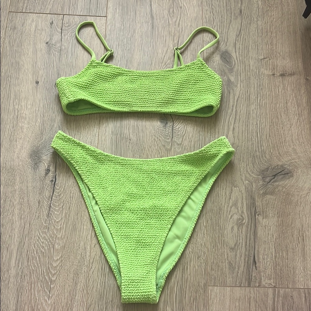 La Hearts Lime Green Bikini Set